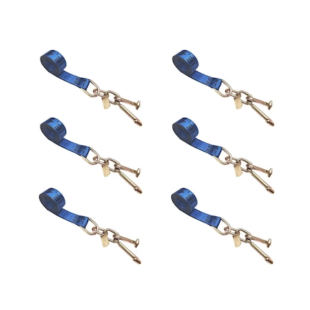 Tie 4 Safe 2" x 10' Tie Down Strap w/ TJ Cluster Hook for Wrecker Tow Truck Auto Hauling Blue, 6PK TWS65-5210-TJ-BU-6